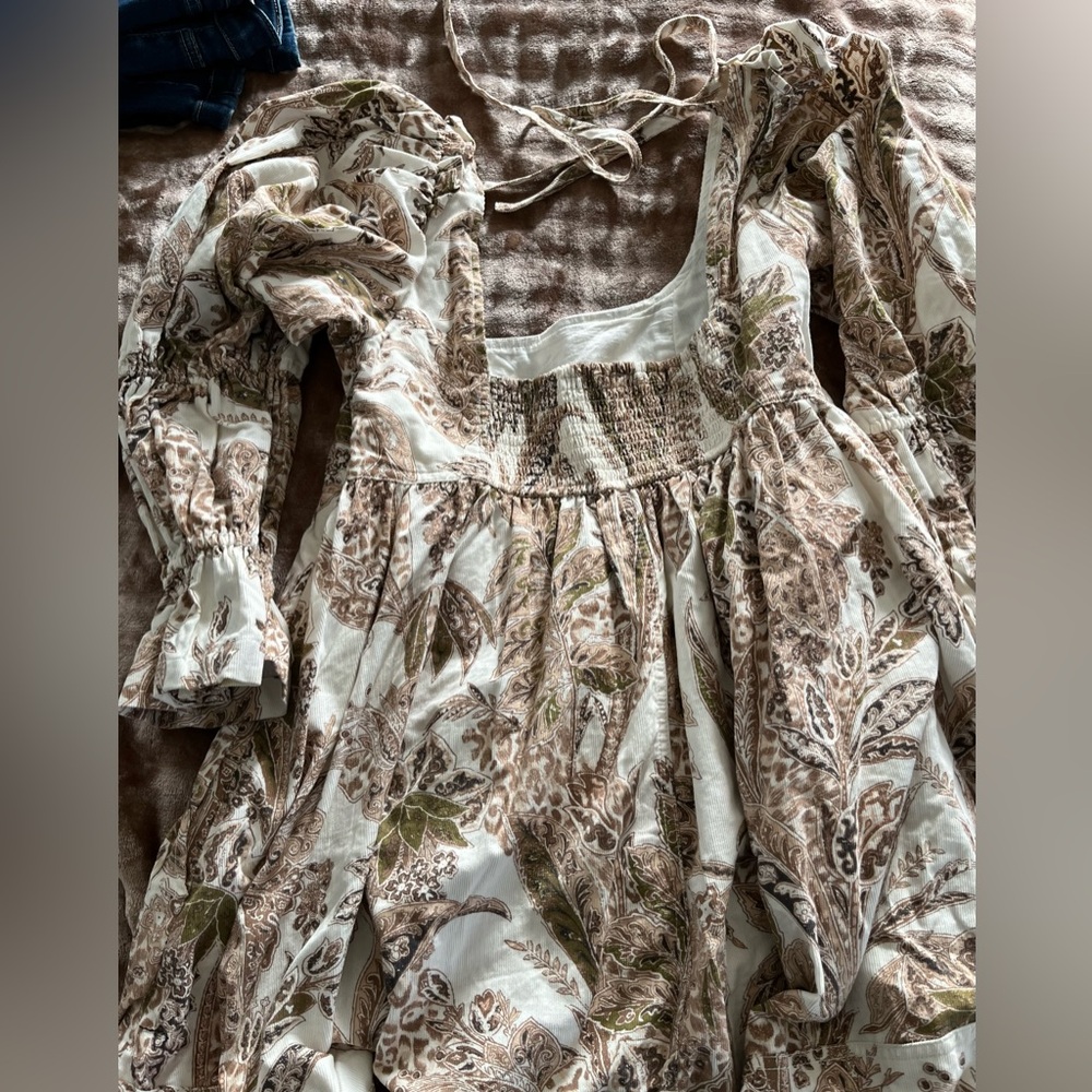 Pilcro Beige and Green Patterned dress